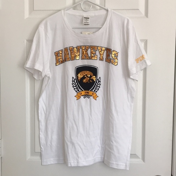 💖 PINK Victorias Secret Collegiate T-Shirt The University of Iowa 💯% cotton - Picture 1 of 8